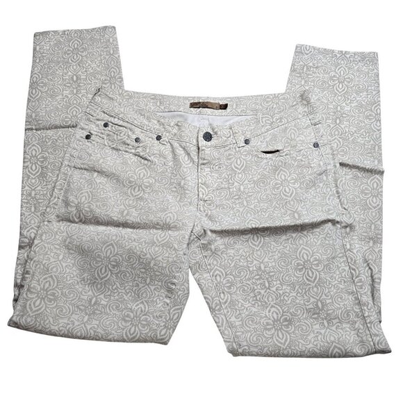 Prana Kara Jeans Womens Size 6 Patterned Beige Gray Lowrise Slim Leg Outdoor - Picture 1 of 12
